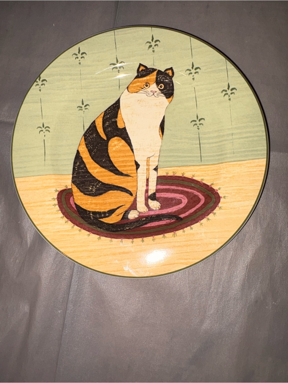 Warren Kimble Cat Collection Sakura Oneida Plate Genuine Stoneware 8” Calico